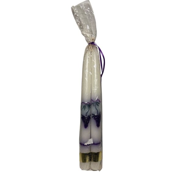 Decorative Taper Candles With Purple Grape Design Coast Candles Brand - Picture 1 of 8